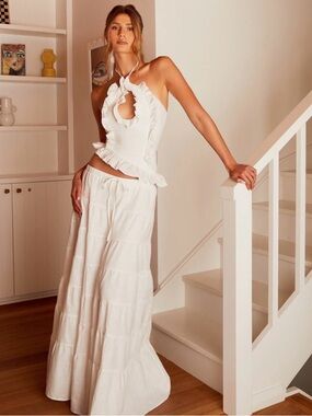 Peppermayo Mariella Linen Maxi Skirt - White